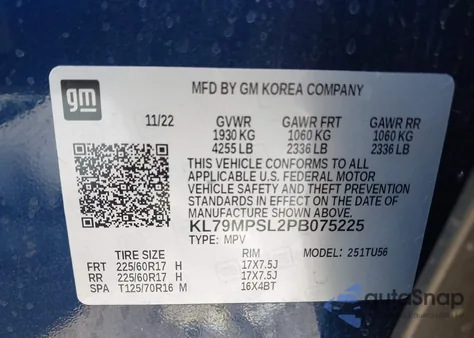 2023 Chevrolet Trailblazer Fwd Lt from USA, damaged, VIN KL79MPSL2PB075225